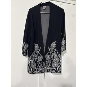 Chico's Black and White Open Front Sweater